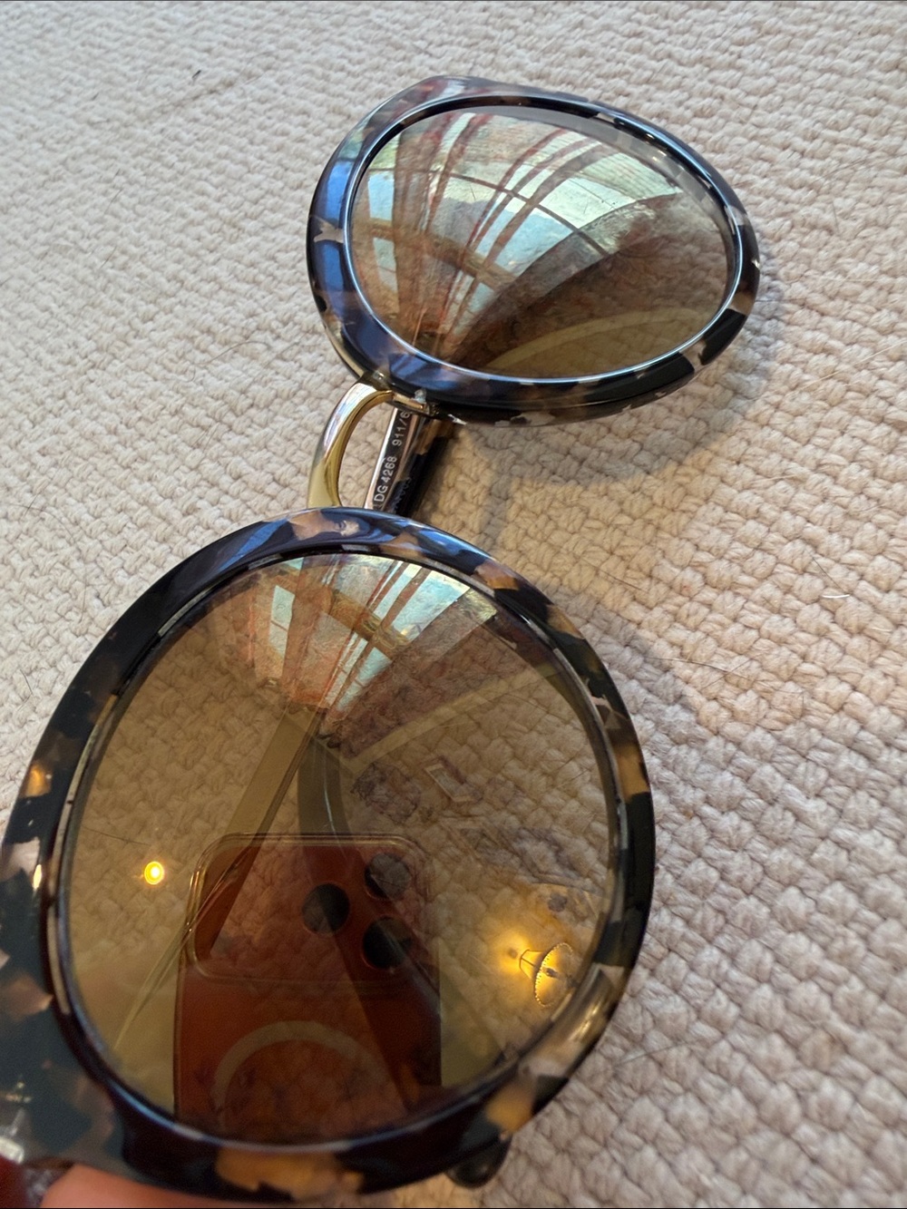 DOLCE & GABBANA Cube Black /Gold & Patterned Round Women's 52 mm Sunglasses - Picture 14 of 14